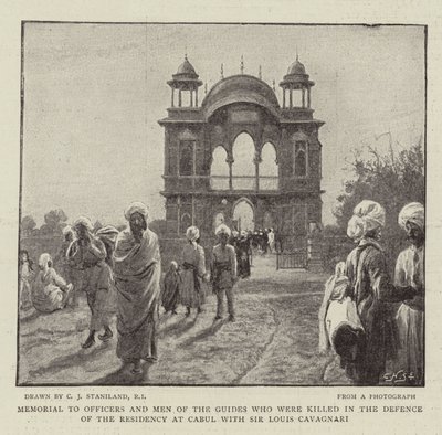 Monument voor Officieren en Mannen van de Gidsen die werden gedood bij de Verdediging van de Residentie in Cabul met Sir Louis Cavagnari door Charles J. Staniland